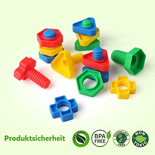MYRCLMY Jumbo Tuercas Y Tornillos Conjunto Construcción De Edificios Juguetes 40 Pares De Terapia Ocupacional Herramientas De Tornillos Tuerca Juguete Coincidencia De Motricidad Fina