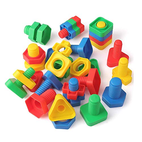 MYRCLMY Jumbo Tuercas Y Tornillos Conjunto Construcción De Edificios Juguetes 40 Pares De Terapia Ocupacional Herramientas De Tornillos Tuerca Juguete Coincidencia De Motricidad Fina