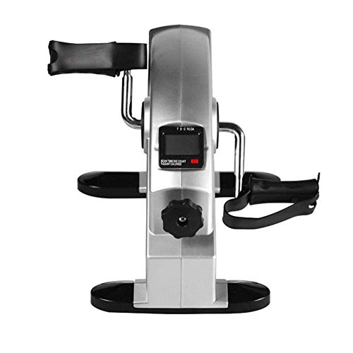 MZDJDM Mini Bicicleta estática Ejercitador de Pedal motorizado portátil Debajo del Escritorio Bicicleta de Brazo y Pierna Bicicleta de Ejercicio Resistencia Ajustable con Pantalla LCD (Silver)