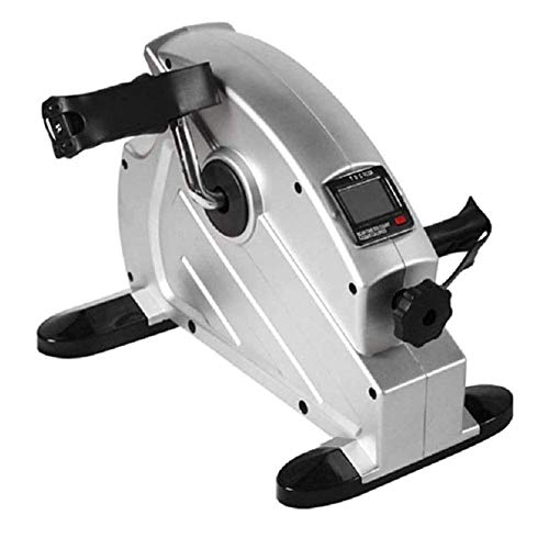 MZDJDM Mini Bicicleta estática Ejercitador de Pedal motorizado portátil Debajo del Escritorio Bicicleta de Brazo y Pierna Bicicleta de Ejercicio Resistencia Ajustable con Pantalla LCD (Silver)