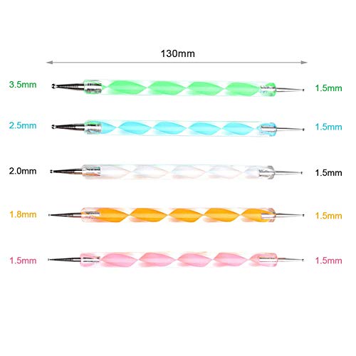 Nail Art Design Pintura,Bolígrafo para puntear uñas, herramientas para puntear uñas taladro de punta dibujo esmalte de manicura diseño artístico, pintura, juego de bolígrafos de detalle(5PCS)