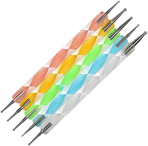 Nail Art Design Pintura,Bolígrafo para puntear uñas, herramientas para puntear uñas taladro de punta dibujo esmalte de manicura diseño artístico, pintura, juego de bolígrafos de detalle(5PCS)