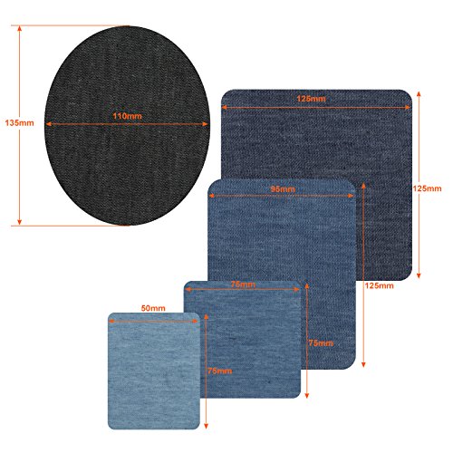 Naler 25 Parches Termoadhesivos Vaquero Parches de Algodón para Ropa Planchar y Coser (5 Tamaños, 5 Colores)