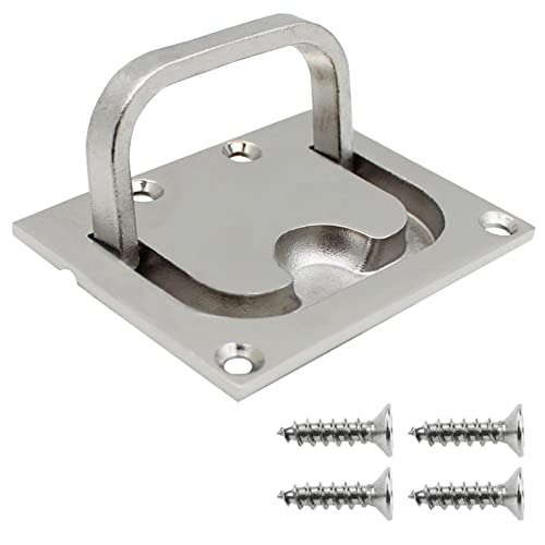NAMIS Trampilla para Botes, Acero Inoxidable Tirar de la escotilla Hatch Latch Slam Latch, Manija ahuecada del tirón de la portilla del Barco del Acero Inoxidable para yate Marino(57 x 76mm)