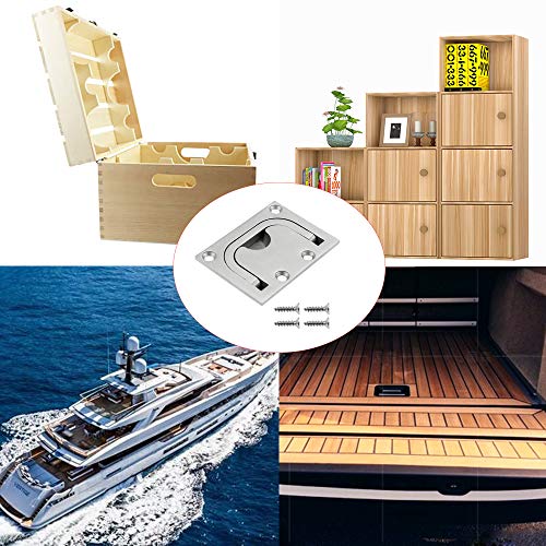 NAMIS Trampilla para Botes, Acero Inoxidable Tirar de la escotilla Hatch Latch Slam Latch, Manija ahuecada del tirón de la portilla del Barco del Acero Inoxidable para yate Marino(57 x 76mm)