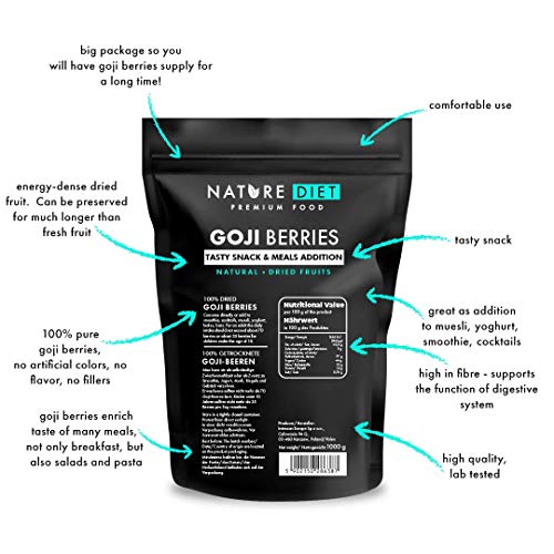 Nature Diet - Bayas de Goji 1000 g | Bayas secas | Refrigerio saludable