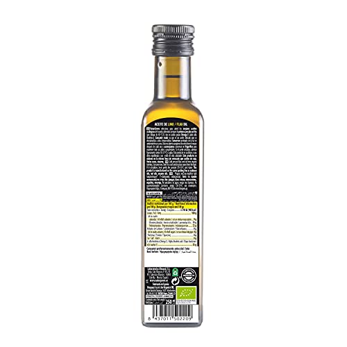 NaturGreen - Aceite Lino Bio, 100% Aceite de Semillas de Lino Ecológico, Rico en Omega-3, Primera Presión, 250 Mililitros