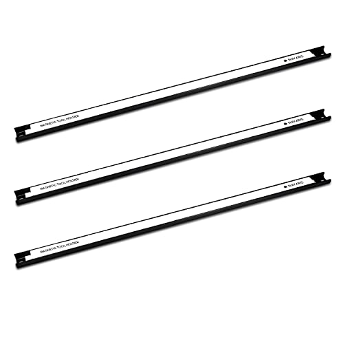 Navaris Imanes para herramientas - 3x Barra magnética para herramientas 60.5 x 2.3 CM - Set bandas imantadas para cocina garaje jardín y taller