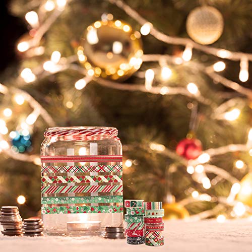Navidad Washi tape set 12 Cintas adhesivas Rainbow Kawaii Decorativo de Masking Tape Washi Tape Decorativas de Colores Washi Cinta de Enmascarar para DIY manualidades álbumes de recortes y regalos