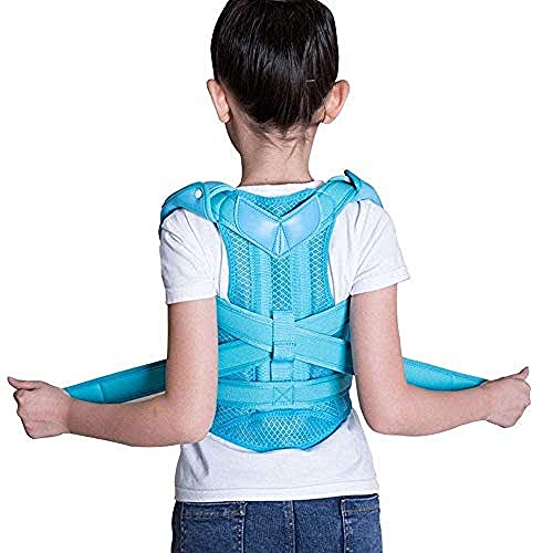 NC Entrenador de Postura, Estudiante Cinturón de corrección Bucklige Cuerpo del Estudiante Cazador de Columna Vertebral Corrección de Joroba Artefacto Ropa Espalda Buena (Color: Azul Talla: L) @