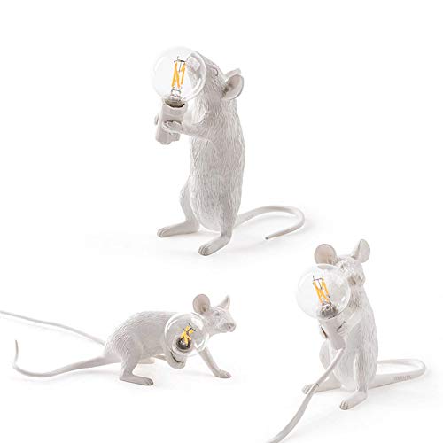 NC Lámpara De Resina para Ratón LED E12 para La Decoración del Dormitorio De La Sala De Estar Luces LED EU/AU/US/UK Plug de pie Blanco
