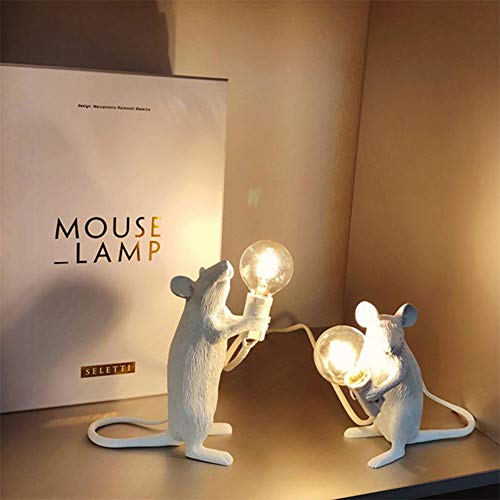 NC Lámpara De Resina para Ratón LED E12 para La Decoración del Dormitorio De La Sala De Estar Luces LED EU/AU/US/UK Plug de pie Blanco