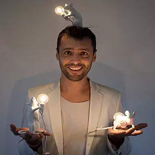 NC Lámpara De Resina para Ratón LED E12 para La Decoración del Dormitorio De La Sala De Estar Luces LED EU/AU/US/UK Plug de pie Blanco