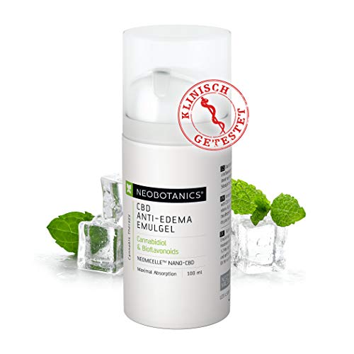 NEOBOTANICS® Anti Edema CBD Gel con el ingrediente activo Cannabidiol. Alivia las piernas hinchadas y cansadas. Eficaz para el linfedema venoso y la retención de agua. Refrescante y calmante.