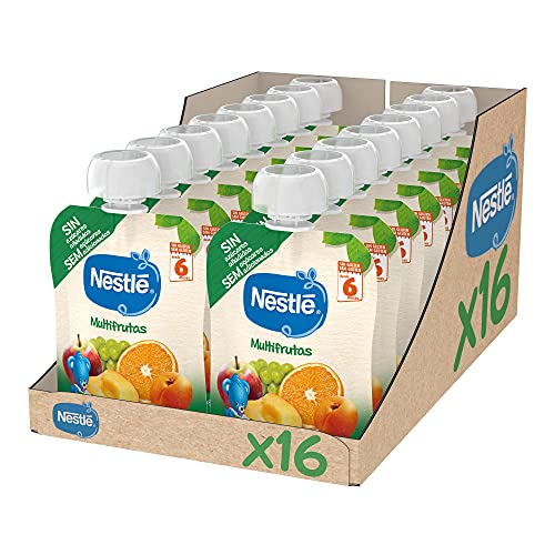 Nestlé Bolsita Puré Multifrutas, A Partir De Los 4 Meses, 90 G - Pack de 16 bolsitas 90g