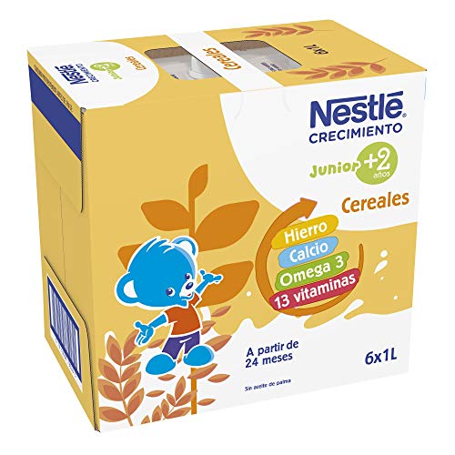 Nestlé Junior2+ Cereales Preparado Lácteo Infantil con Cereales, 6 x 1L