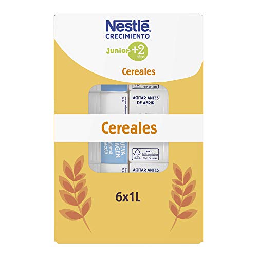 Nestlé Junior2+ Cereales Preparado Lácteo Infantil con Cereales, 6 x 1L
