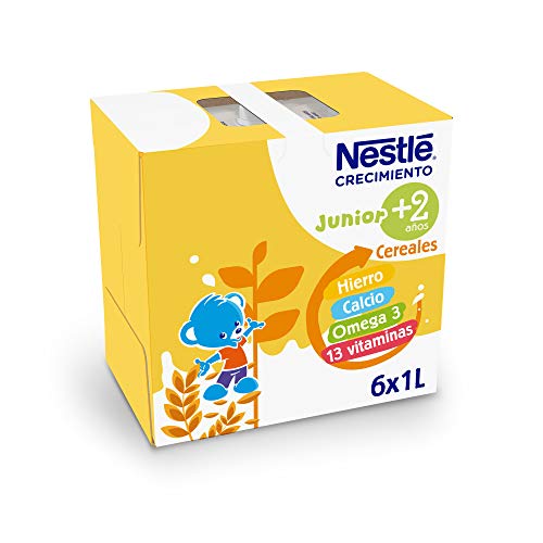 Nestlé Junior2+ Cereales Preparado Lácteo Infantil con Cereales, 6 x 1L