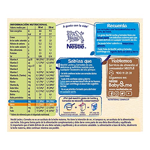 Nestlé Leche y Cereales Multifrutas - Alimento Para bebés - Paquete de 6x2 unidades de 250ml