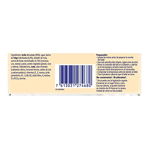 Nestlé Leche y Cereales Multifrutas - Alimento Para bebés - Paquete de 6x2 unidades de 250ml