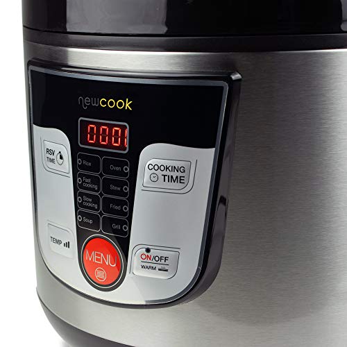 NEWCOOK Robot de Cocina Multifunción, Capacidad 5 Litros, Programable Hasta 24H, Cocina Automáticamente, 8 Menús Preconfigurados y Función Mantener Caliente Hasta 24H. Incluye Cubeta Antiadherente