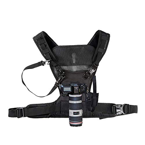 Nicama Arnés de Correa para cámara de Doble Hombro Correa de sujeción, Arnés de Pecho con Bujes de Montaje y Correas de Seguridad de Respaldo para Senderismo Canon Nikon Sony Sigma Olympus DSLR