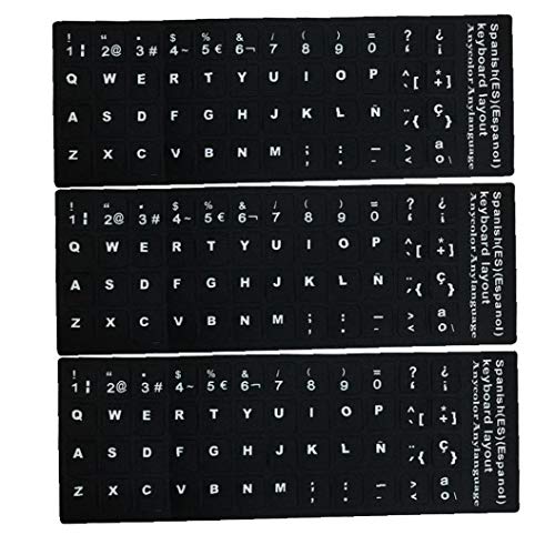 NIDONE Teclado Pegatinas Reemplazo Español No Transparente con Fondo En Letras Blancas para Los Ordenadores Portátiles De Sobremesa 3pcs