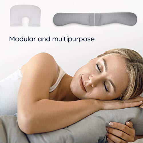 Niimo Gamma Almohada Embarazada Dormir y Cojin Lactancia Bebe Forma de U Multiusos Fundas Cojin 100% Algodon Desenfundable y Lavable Relleno de Poliester (Gris - Corazon Blanco)