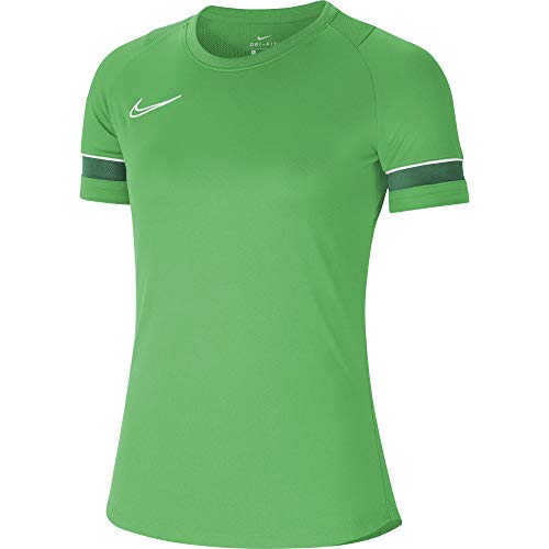 NIKE Camiseta de Entrenamiento para Mujer Academy 21, Mujer, Camiseta, CV2627-362, Verde Brillante, Blanco, Verde Pino, Blanco, Small