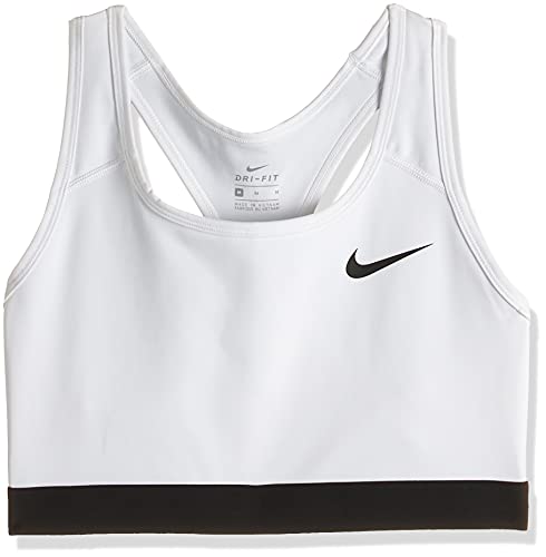 NIKE Med Band Bra Non Pad Sujetador de Deporte, Mujer, White/Black/(Black), S