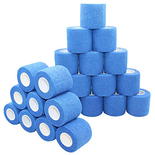 nilo Vendas cohesivas 5 cm x 4,5 m x 24 Rollos, Vendaje Autoadhesivo, Vet Wrap, Deportes Wrap (Azul)