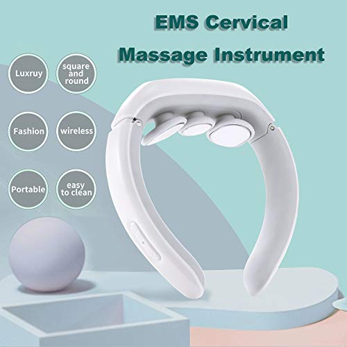 Nitoer Masajeador cervical, masajeador eléctrico para cuello inteligente, fisioterapia, electromagnética profunda, multifuncional, para uso doméstico en la oficina