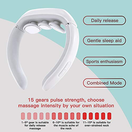 Nitoer Masajeador cervical, masajeador eléctrico para cuello inteligente, fisioterapia, electromagnética profunda, multifuncional, para uso doméstico en la oficina