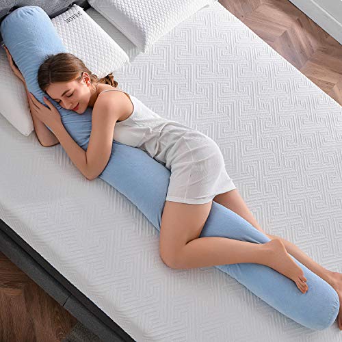 NOFFA Almohada de cuerpo entero, almohada de lado largo para dormir, almohada de embarazo y maternidad con espuma viscoelástica triturada, Almohada Lateral (200 x 20 x 20 cm)