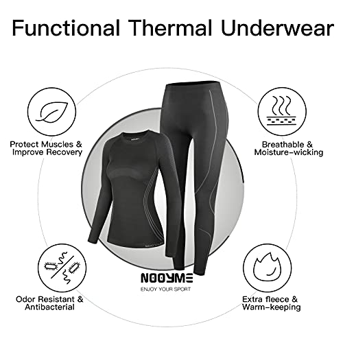 NOOYME Ropa Interior Térmica Mujer Ropa Interior esquí Mujer Funcional Ropa Interior Mujer Mujer Termoactivas Transpirable Ski Elástico Suave Cálido Funcional Ropa Interior Mujeres Conjuntos