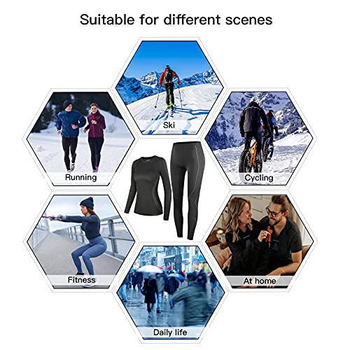 NOOYME Ropa Interior Térmica Mujer Ropa Interior esquí Mujer Funcional Ropa Interior Mujer Mujer Termoactivas Transpirable Ski Elástico Suave Cálido Funcional Ropa Interior Mujeres Conjuntos