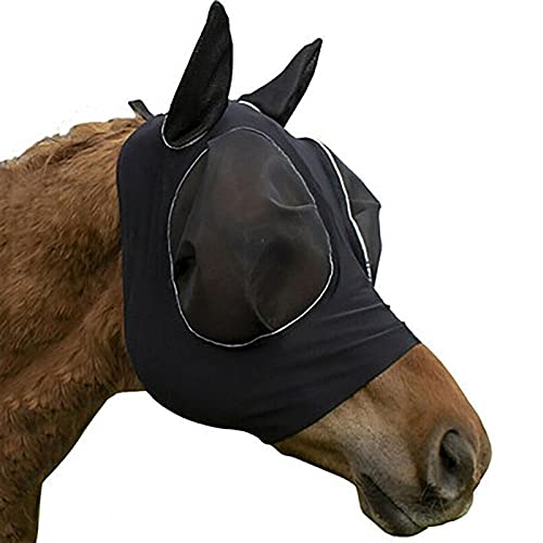 NQ-ChongTian Máscara de mosca de caballo, transpirable, cabeza de caballo, burro, repelente de mosquitos, protección para caballos con úlceras, lesiones en la cabeza