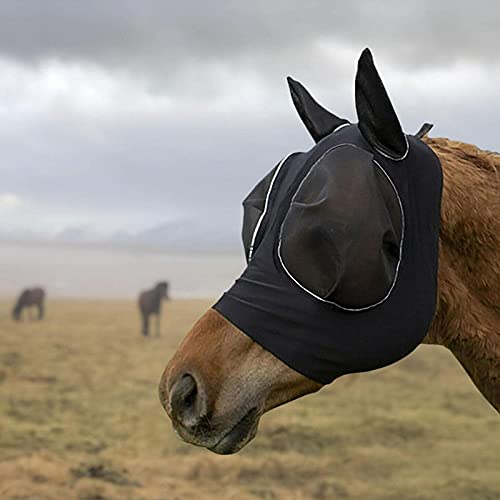 NQ-ChongTian Máscara de mosca de caballo, transpirable, cabeza de caballo, burro, repelente de mosquitos, protección para caballos con úlceras, lesiones en la cabeza