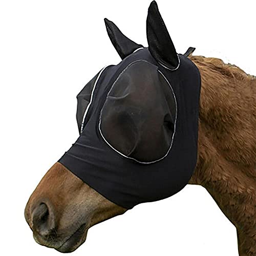 NQ-ChongTian Máscara de mosca de caballo, transpirable, cabeza de caballo, burro, repelente de mosquitos, protección para caballos con úlceras, lesiones en la cabeza