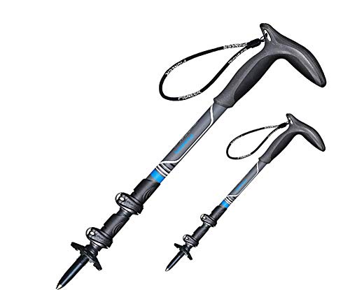 NUBAO Ligero Ajustable muletas, bastón telescópico, Bastones de Trekking con un diseño ergonómico en Forma de L, Seguro del Bloqueo Externo, lo Mejor for Viajar Montañismo