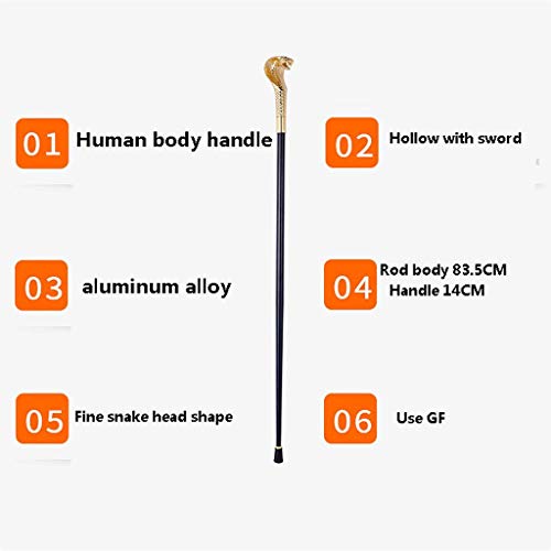 NUBAO Muletas Craft bastón de Aluminio Material de la película Puntales palillo de Trekking Polo Principal de la Serpiente
