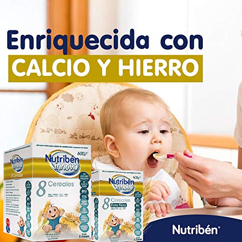 Nutribén Papillas Innova 8 Cereales, Alimento Para Bebés Desde Los 5 Meses, 600g