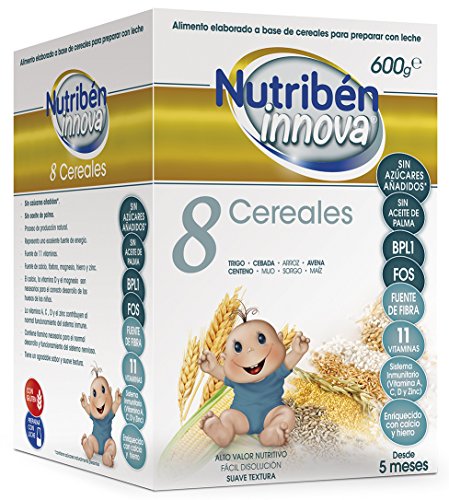 Nutribén Papillas Innova 8 Cereales, Alimento Para Bebés Desde Los 5 Meses, 600g