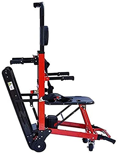 N&W Folding Electric Stair Climbing Wheelchair Stair Stretcher Ambulance Stair Chair Emergency Crawler Evacuation Chair Mobility Aid Stretcher Trolley Aluminum-Red