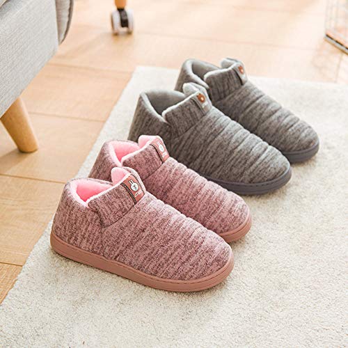 Nwarmsouth Zapatillas de Hombre Durables y cómodas,Zapatillas de tacón con Plataforma, cálidos Zapatos de algodón de Dibujos Animados-marrón Claro_35-36,Zapatillas de Invierno para Hombres y Mujeres