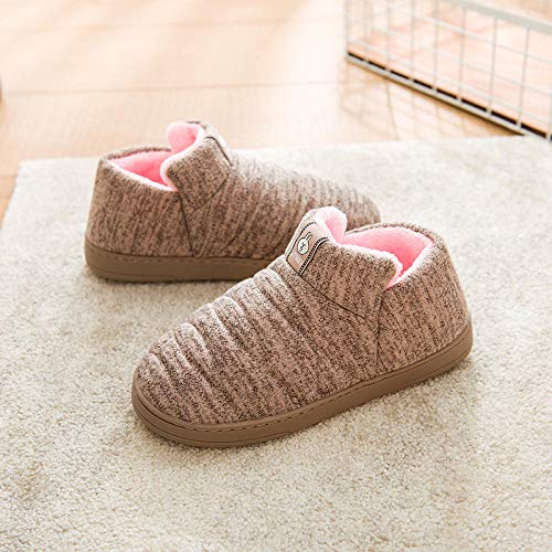 Nwarmsouth Zapatillas de Hombre Durables y cómodas,Zapatillas de tacón con Plataforma, cálidos Zapatos de algodón de Dibujos Animados-marrón Claro_35-36,Zapatillas de Invierno para Hombres y Mujeres