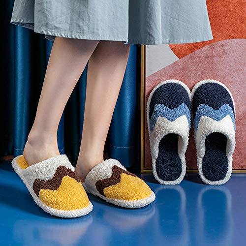 Nwarmsouth Zapatos de casa con Suela antides,Zapatillas de casa de Lana Antideslizantes, Zapatos de Felpa de algodón de Invierno-Azul Oscuro_43-44,Verano e Invierno/Pantuflas cómodas