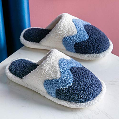 Nwarmsouth Zapatos de casa con Suela antides,Zapatillas de casa de Lana Antideslizantes, Zapatos de Felpa de algodón de Invierno-Azul Oscuro_43-44,Verano e Invierno/Pantuflas cómodas