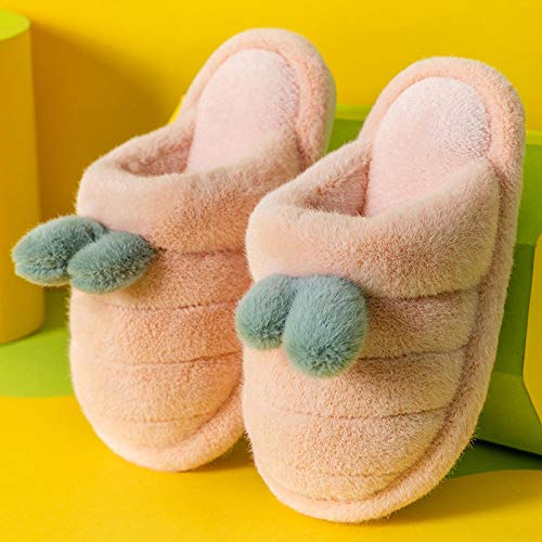 Nwarmsouth Zapatos de casa con Suela antides,Zapatillas de Interior cálidas, Zapatos de algodón de bebé de Dibujos Animados-Pink_19cm,Verano e Invierno/Pantuflas cómodas