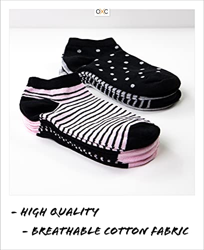Occulto 8 pares de Calcetines para Mujer | Calcetines para Zapatos de Verano para Mujer | Calcetines cortos de Algodón para Mujer Turquía 35-38 Negro-Rosado